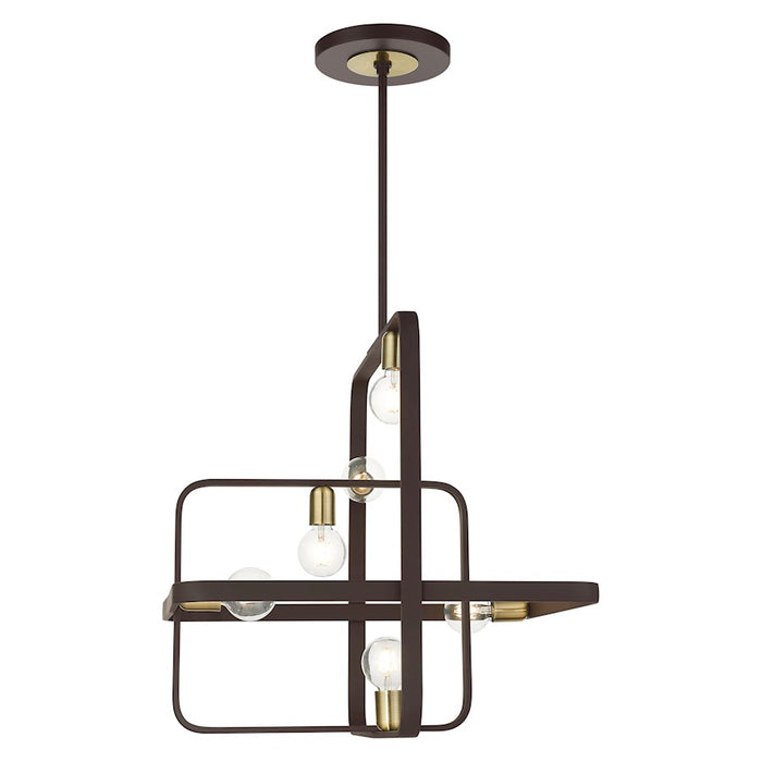 Livex Bergamo 6 Light Chandelier, Bronze with Antique Brass Accents