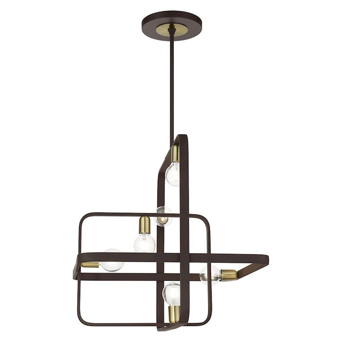 Livex Bergamo 6 Light Chandelier, Bronze with Antique Brass Accents