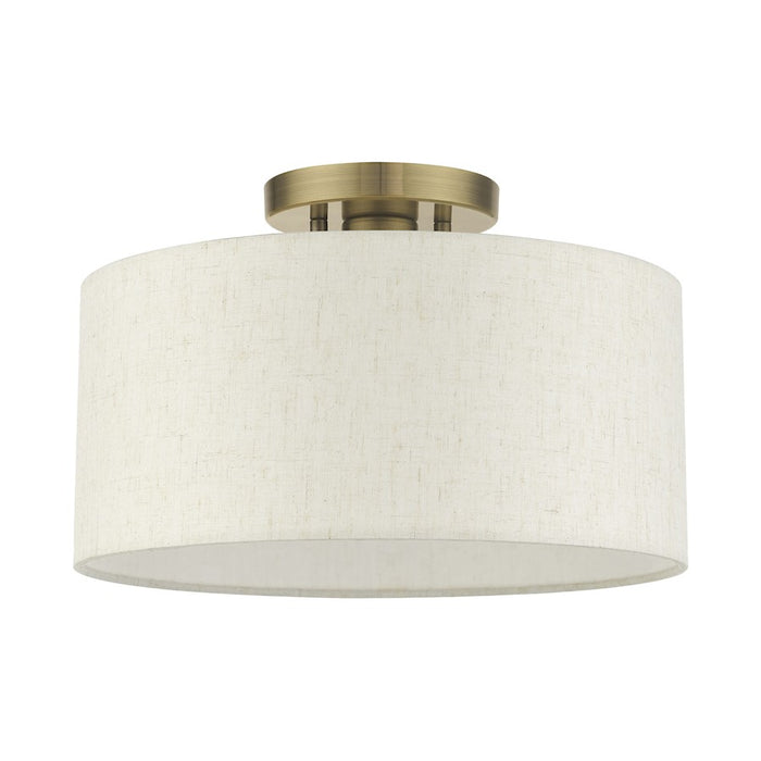 Livex Blossom 1 Light Semi Flush Mount, Antique Brass
