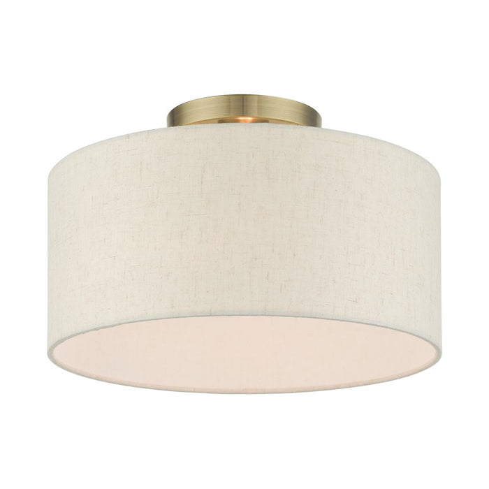 Livex Blossom 1 Light Semi Flush Mount, Antique Brass