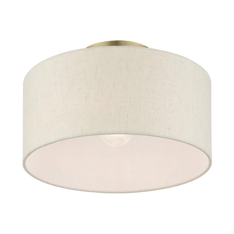 Livex Blossom 1 Light Semi Flush Mount, Antique Brass