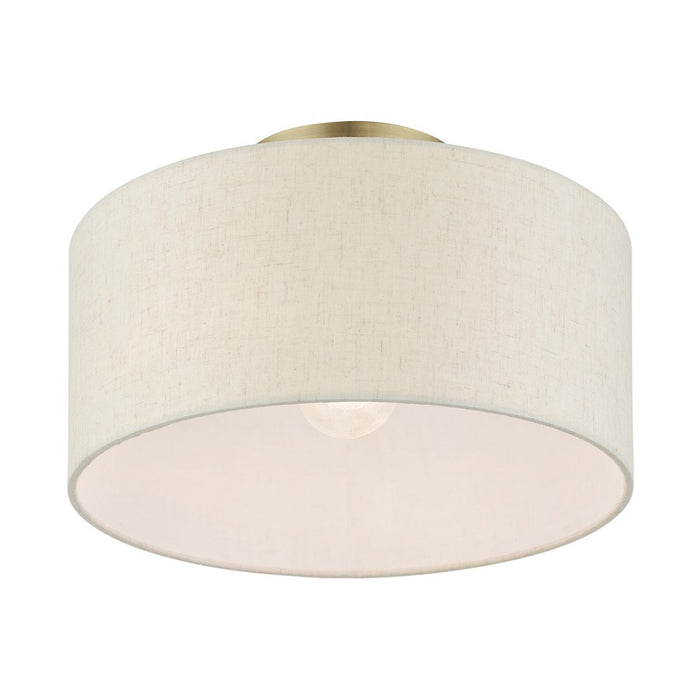 Livex Blossom 1 Light Semi Flush Mount, Antique Brass