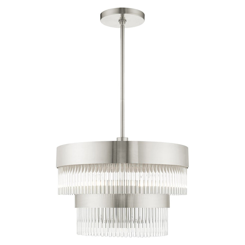 Livex Norwich Chandelier, Drum Shade/Crystal Rods