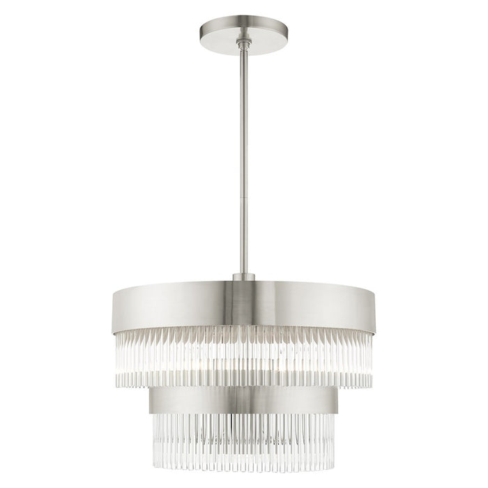 Livex Norwich Chandelier, Drum Shade/Crystal Rods