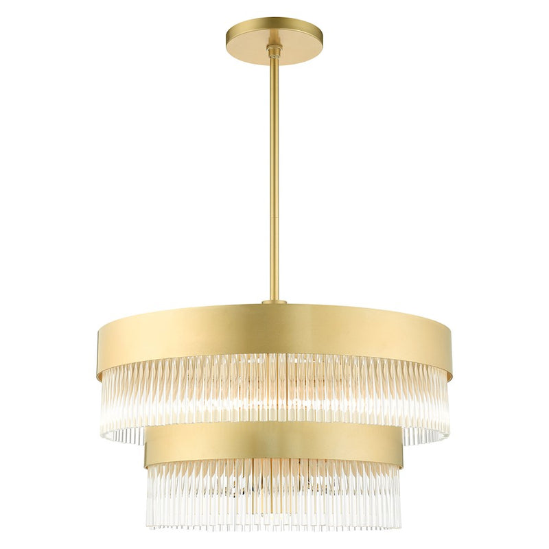 Livex Norwich Chandelier, Drum Shade/Crystal Rods