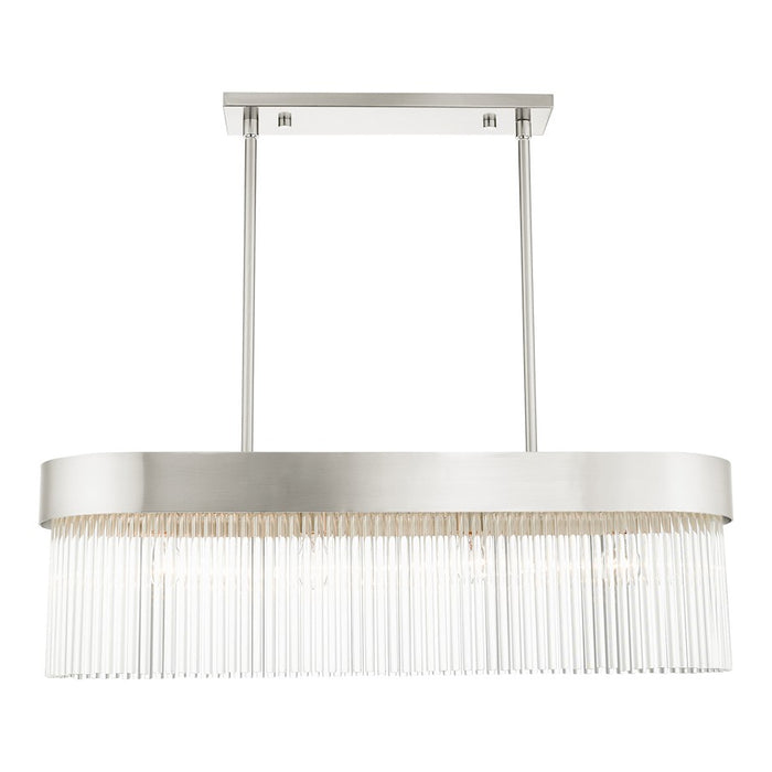 Livex Norwich 4 Light Chandelier, Nickel/Nickel Drum/Crystal Rods