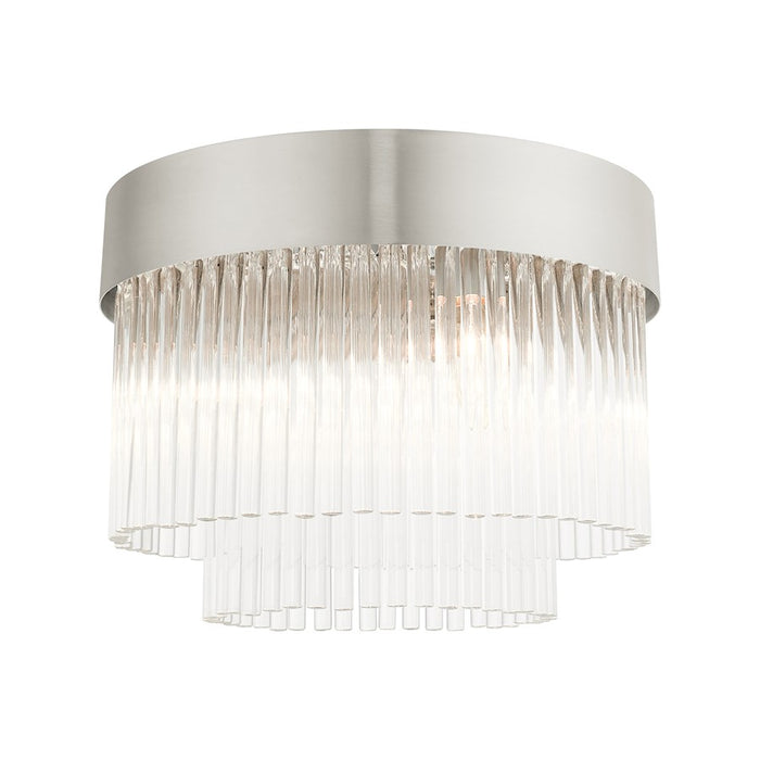 Livex Norwich 4 Light Flush Mount, Drum Shade/Crystal Rods