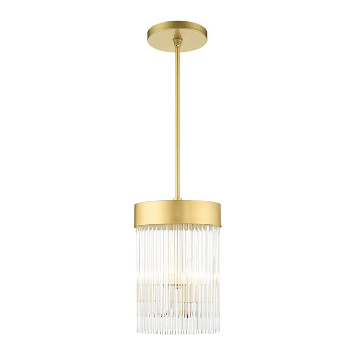 Livex Norwich 3 Light Chandelier, Drum Shade/Crystal Rods