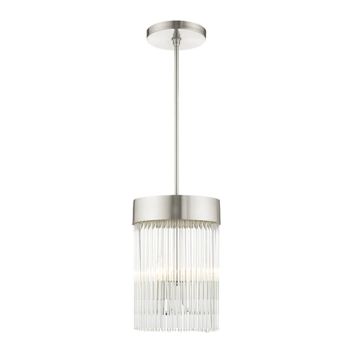 Livex Norwich 3 Light Chandelier, Drum Shade/Crystal Rods