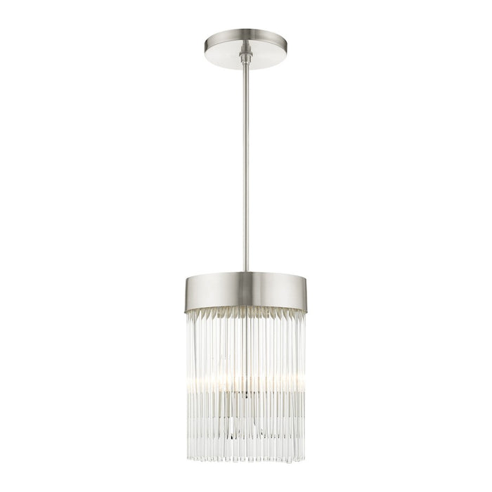 Livex Norwich 3 Light Chandelier, Drum Shade/Crystal Rods