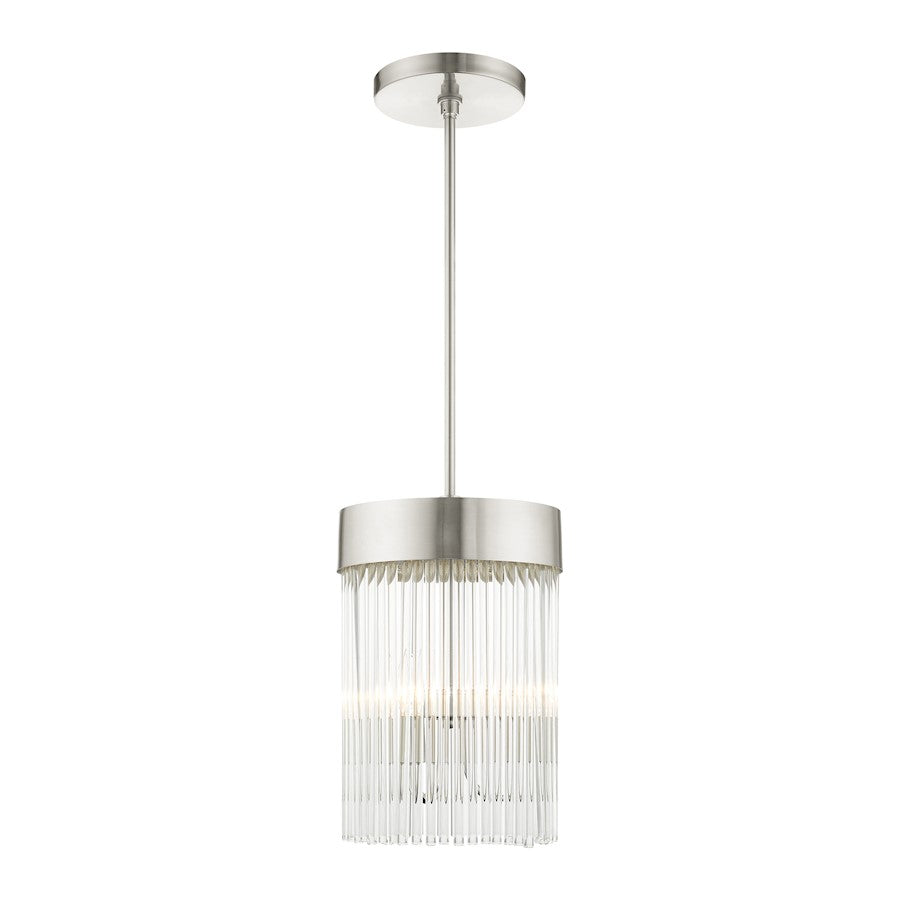 Livex Norwich 3 Light Chandelier, Drum Shade/Crystal Rods