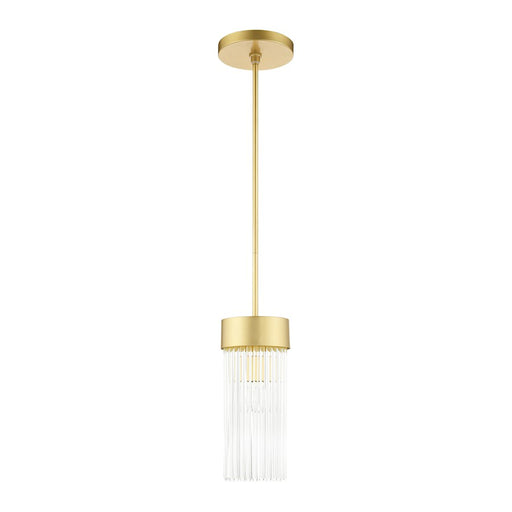 Livex Norwich 1 Light Chandelier, Gold/Gold Drum Shade/Crystal Rods