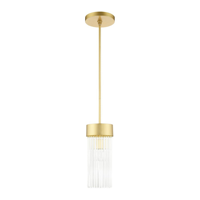 Livex Norwich 1 Light Chandelier, Gold/Gold Drum Shade/Crystal Rods