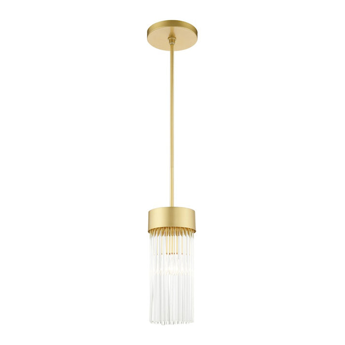 Livex Norwich 1 Light Chandelier, Gold/Gold Drum Shade/Crystal Rods