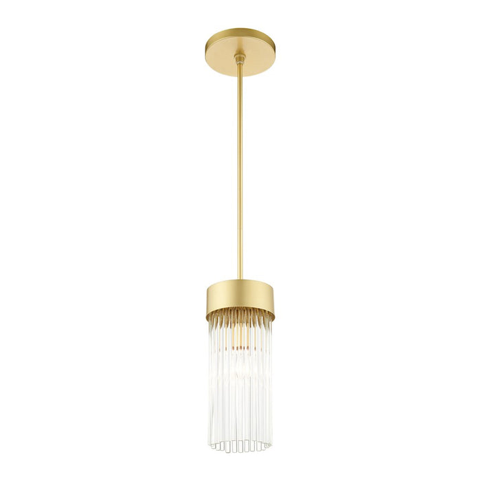 Livex Norwich 1 Light Chandelier, Gold/Gold Drum Shade/Crystal Rods