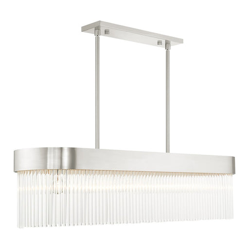 Livex Norwich 6 Light Chandelier, Drum Shade/Crystal Rods