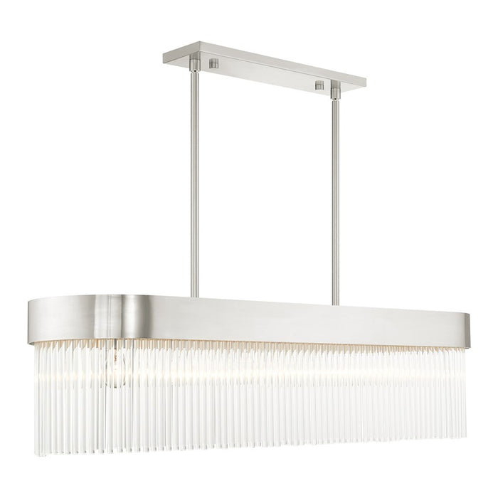 Livex Norwich 6 Light Chandelier, Drum Shade/Crystal Rods