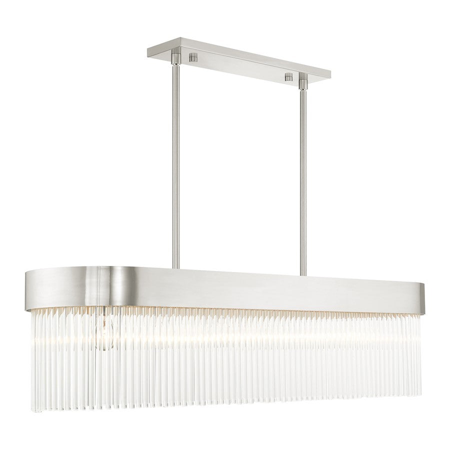 Livex Norwich 6 Light Chandelier, Drum Shade/Crystal Rods
