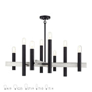 Livex Helsinki 8Lt Large Chandelier, Black/Brushed Nickel Accents - 49996-04