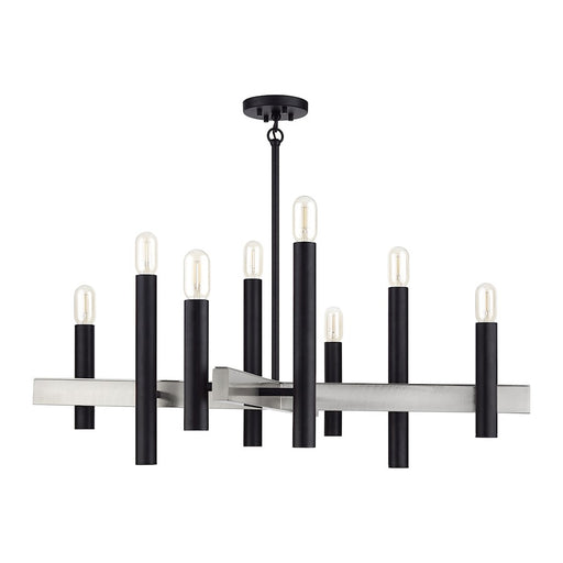Livex Helsinki 8Lt Large Chandelier, Black/Brushed Nickel Accents
