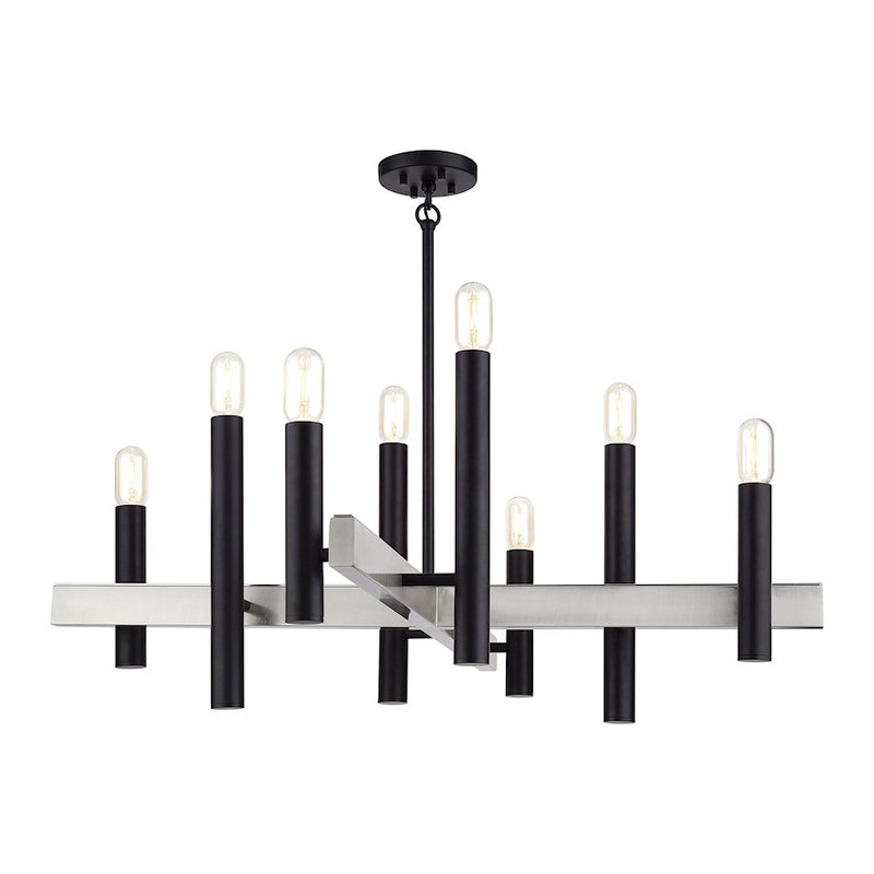 Livex Helsinki 8Lt Large Chandelier, Black/Brushed Nickel Accents