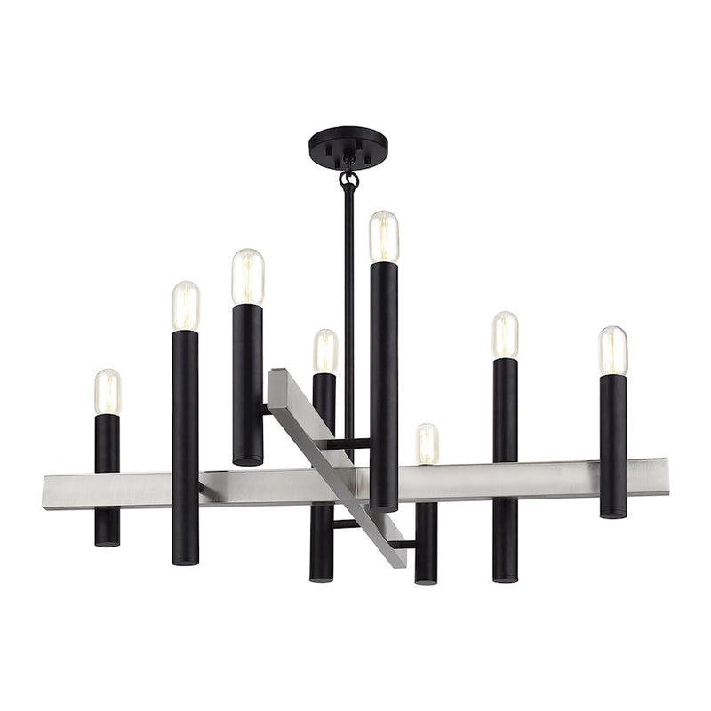 Livex Helsinki 8Lt Large Chandelier, Black/Brushed Nickel Accents