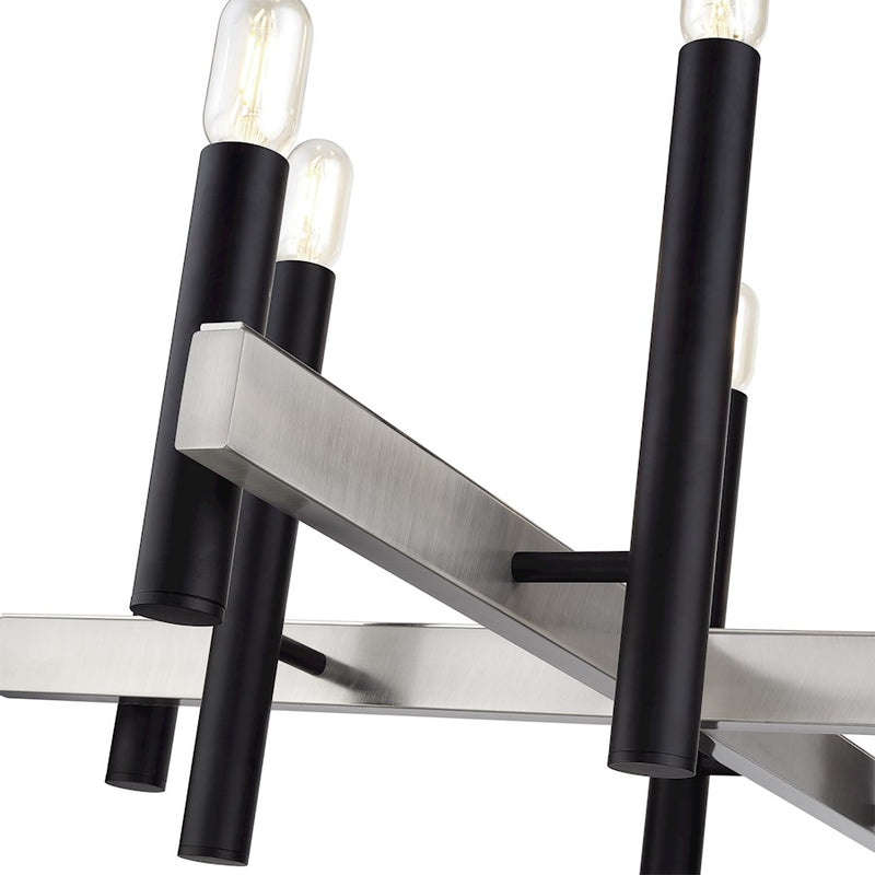Livex Helsinki 8Lt Large Chandelier, Black/Brushed Nickel Accents