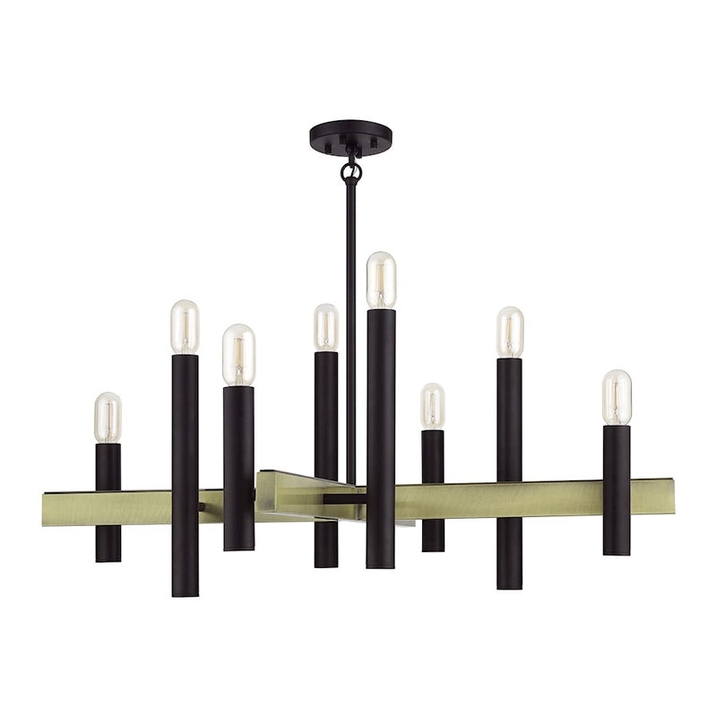 Livex Helsinki 8Lt Large Chandelier, Bronze/Antique Brass Accents