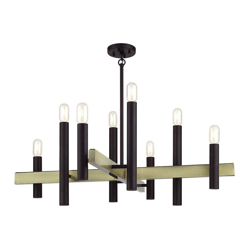 Livex Helsinki 8Lt Large Chandelier, Bronze/Antique Brass Accents