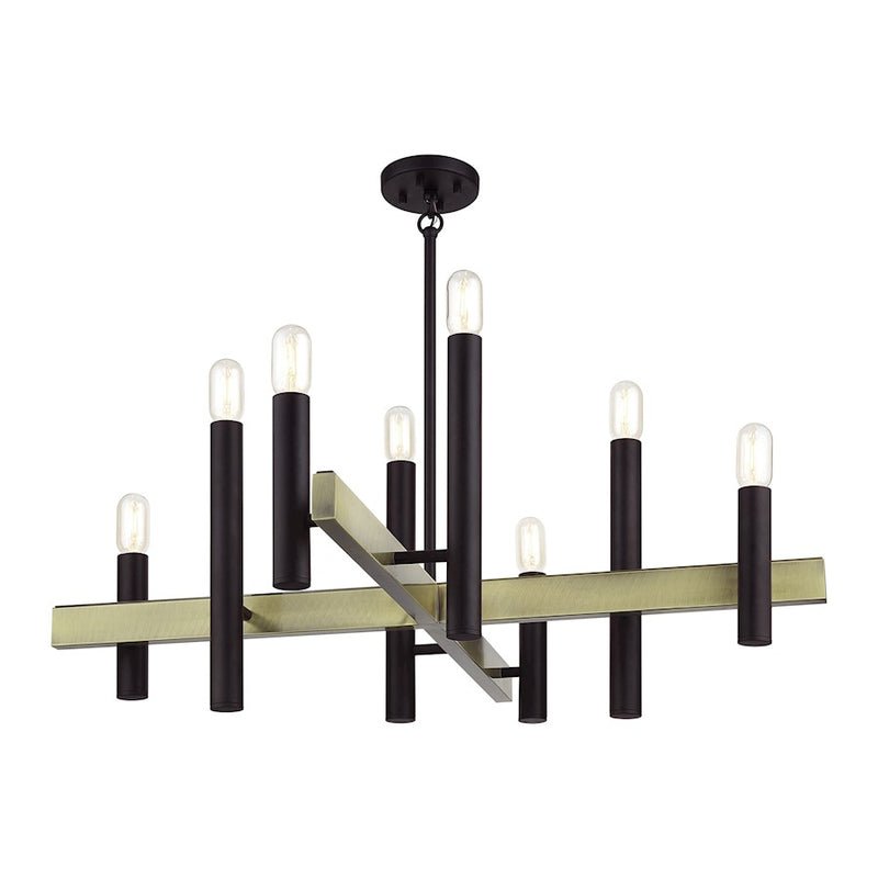 Livex Helsinki 8Lt Large Chandelier, Bronze/Antique Brass Accents