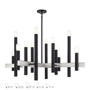 Livex Helsinki 12Lt Extra Large Chandelier, Black/Nickel - 49997-04
