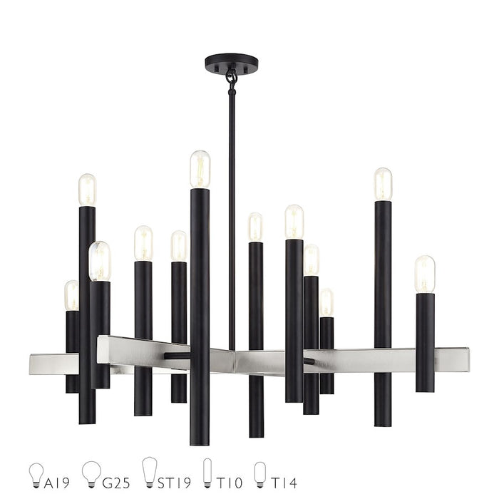 Livex Helsinki 12Lt Extra Large Chandelier, Black/Nickel - 49997-04
