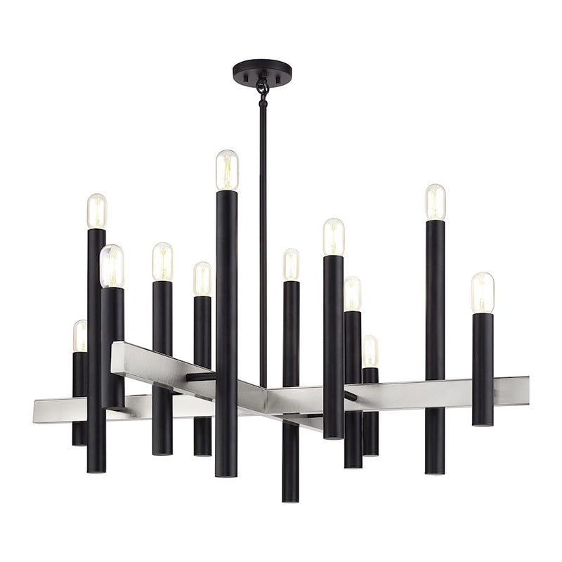 Livex Helsinki 12Lt Extra Large Chandelier, Black/Nickel