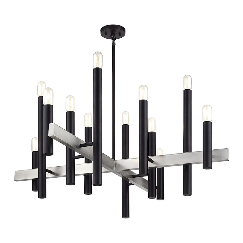 Livex Helsinki 12Lt Extra Large Chandelier, Black/Nickel
