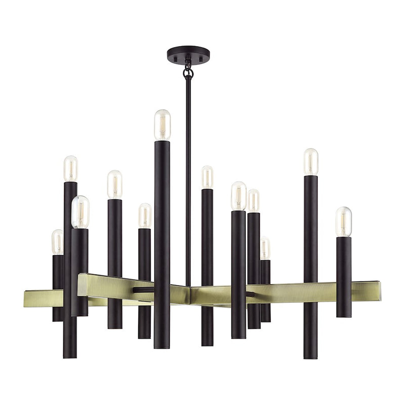 Livex Helsinki 12Lt Large Foyer Chandelier, Bronze/Brass
