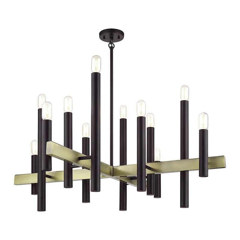 Livex Helsinki 12Lt Large Foyer Chandelier, Bronze/Brass