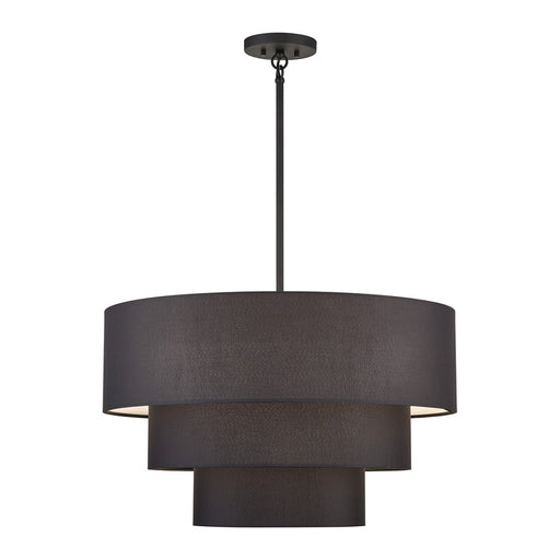 Livex Bainbridge 5Lt Medium Pendant Chandelier, Black/Black/White - 50265-04