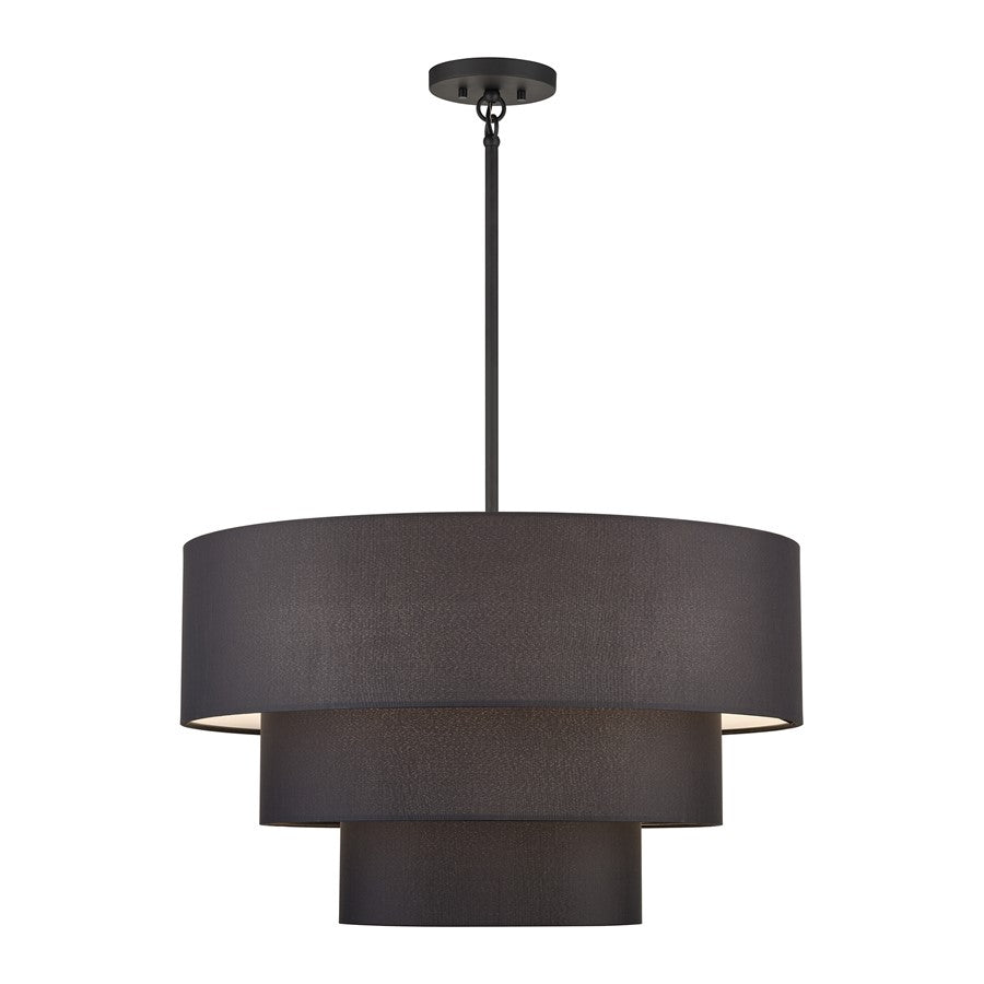 Livex Bainbridge 5Lt Medium Pendant Chandelier, Black/Black/White - 50265-04
