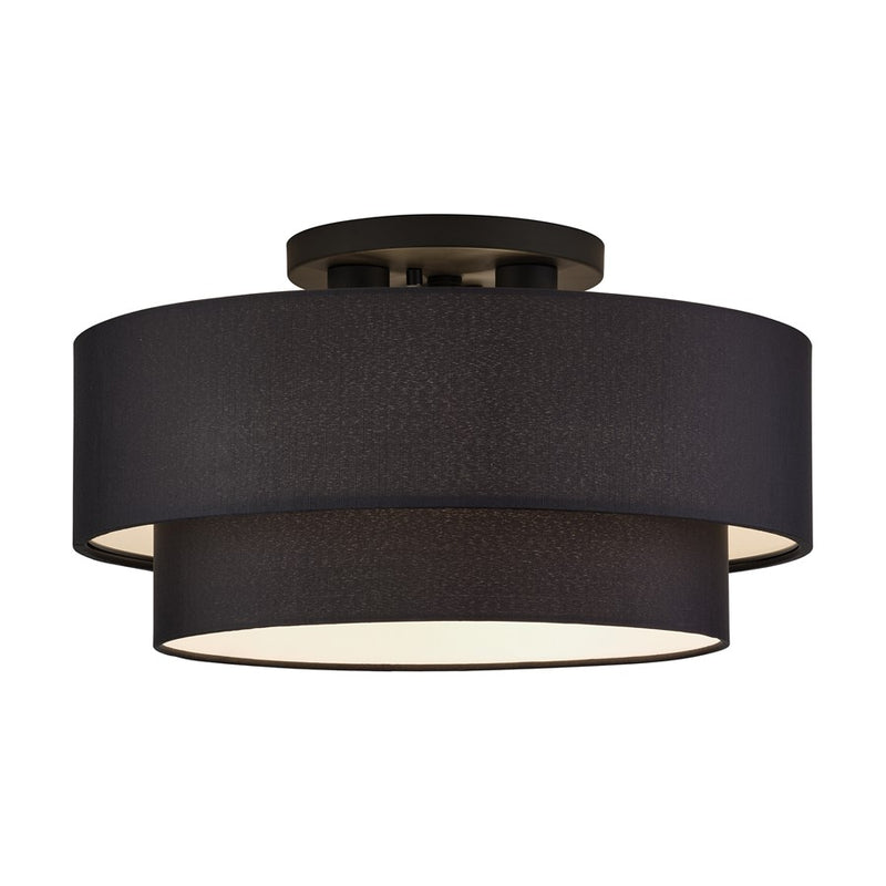 Livex Bainbridge 3Lt Large Semi-Flush, Black/Black/White - 50267-04