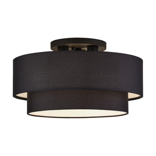Livex Bainbridge 3Lt Large Semi-Flush, Black/Black/White - 50267-04