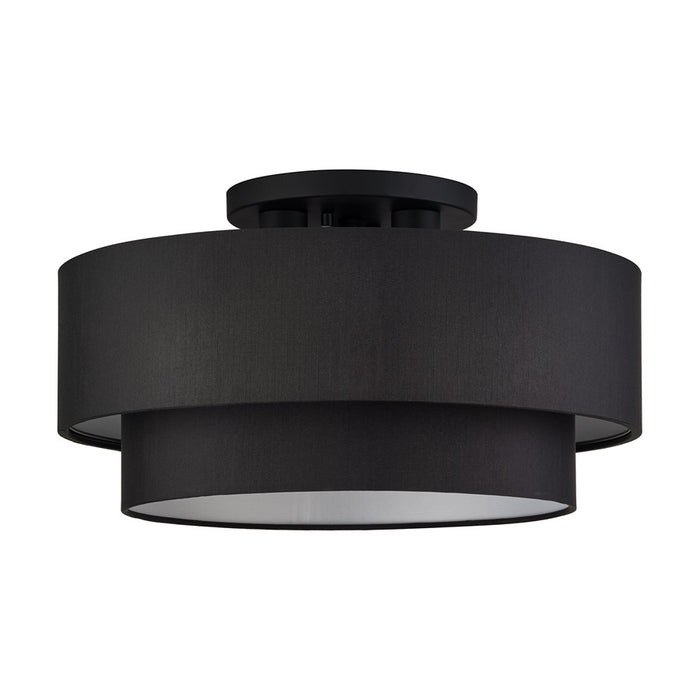 Livex Bainbridge 3Lt Large Semi-Flush, Black/Black/White