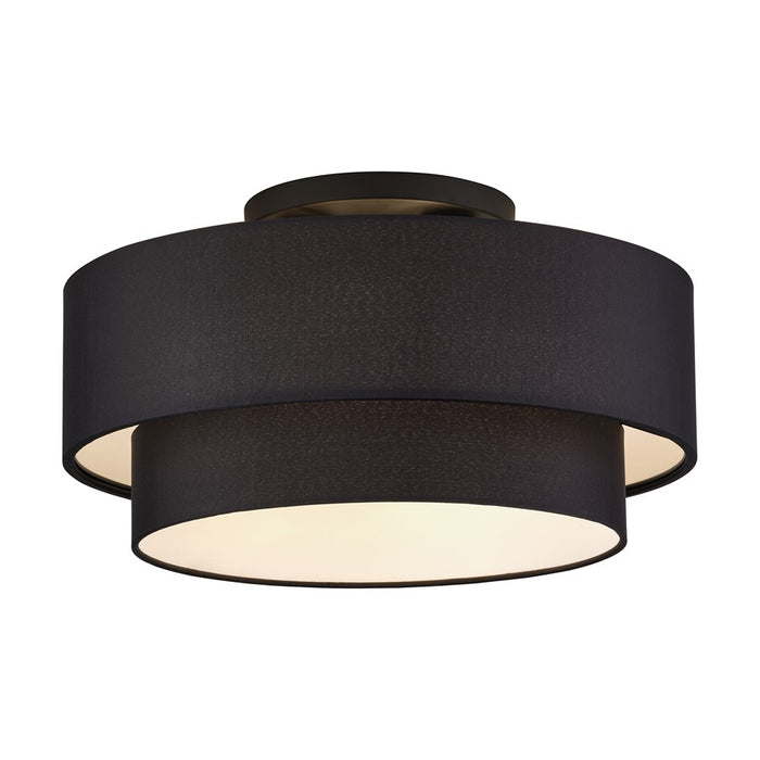 Livex Bainbridge 3Lt Large Semi-Flush, Black/Black/White