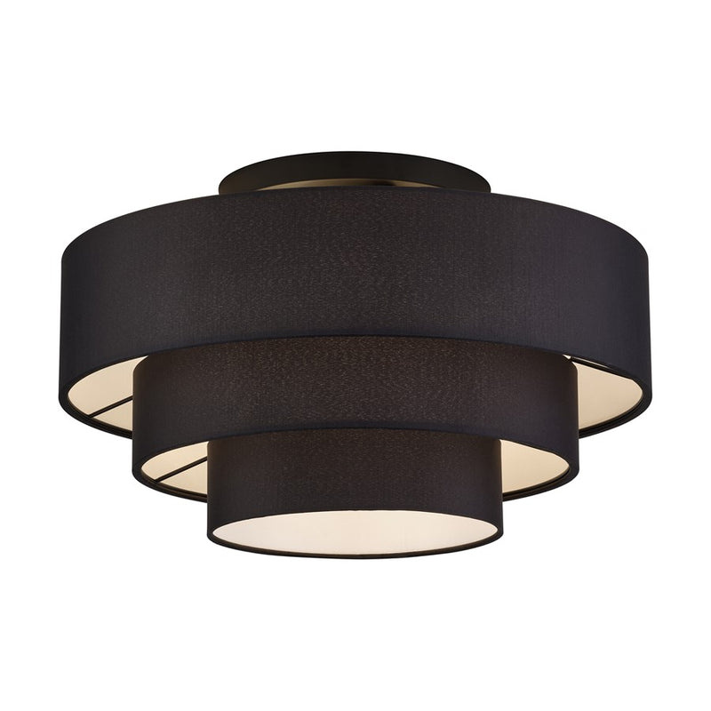Livex Bainbridge 4Lt Extra Large Semi-Flush, Black/Black/White