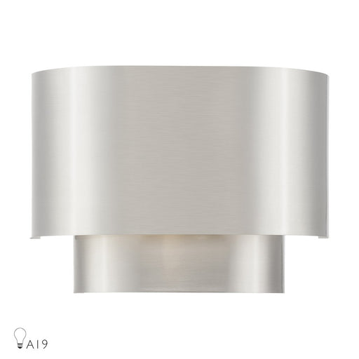 Livex Springview 1Lt ADA Sconce, Nickel/Nickel Metal/Shiny White - 50299-91