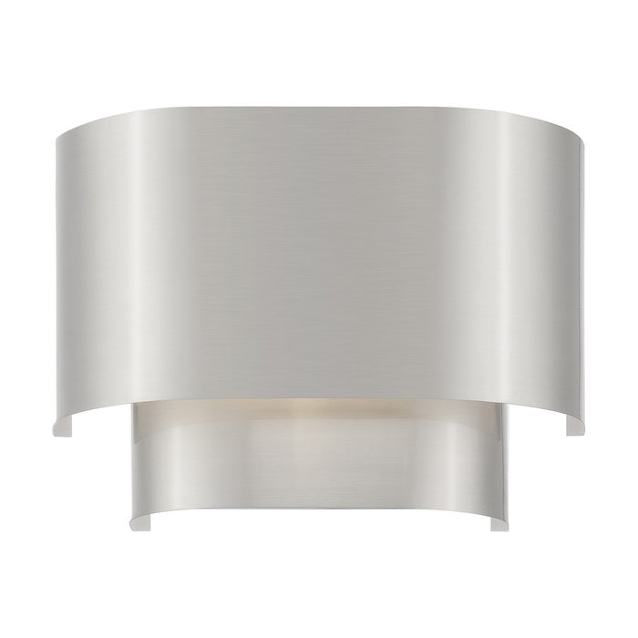 Livex Springview 1Lt ADA Sconce, Nickel/Nickel Metal/Shiny White