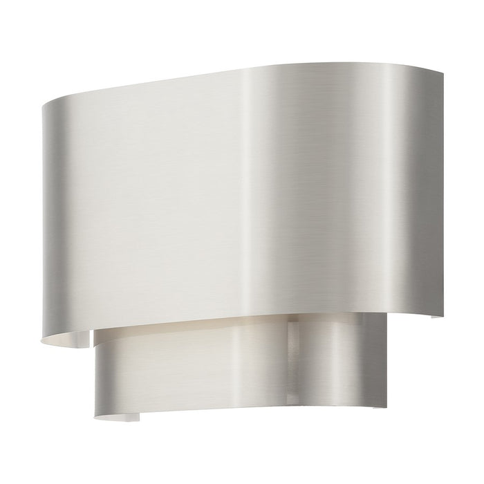Livex Springview 1Lt ADA Sconce, Nickel/Nickel Metal/Shiny White