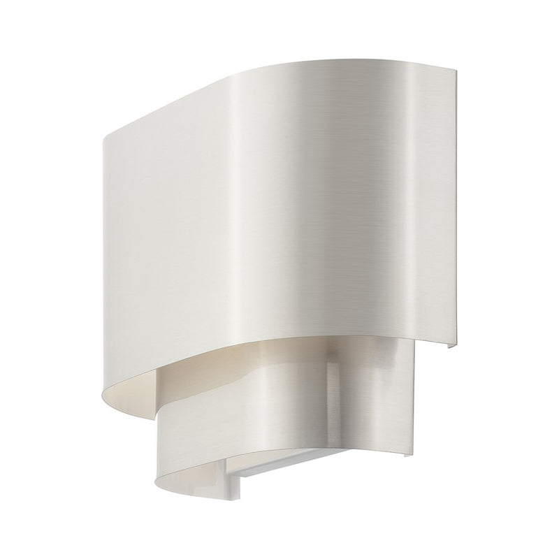 Livex Springview 1Lt ADA Sconce, Nickel/Nickel Metal/Shiny White