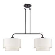 Livex Manorwood 2Lt Large Linear Chandelier, Bronze/White/White - 50302-07