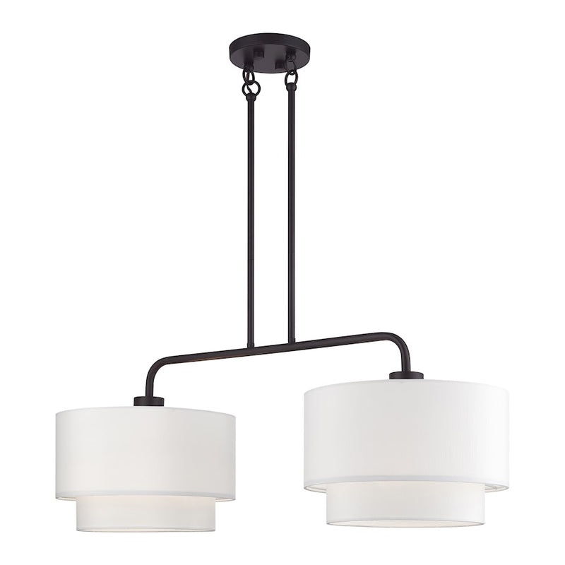 Livex Manorwood 2Lt Large Linear Chandelier, Bronze/White/White