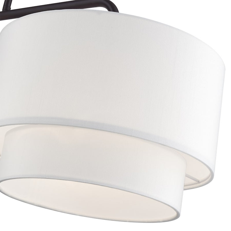 Livex Manorwood 2Lt Large Linear Chandelier, Bronze/White/White